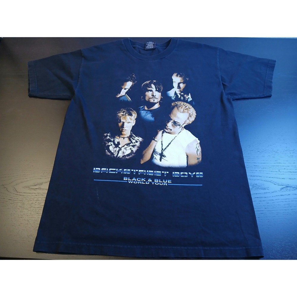 Vintage 2001 Backstreet Boys Black & Blue World Tour Shirt Giant Navy Blue Large